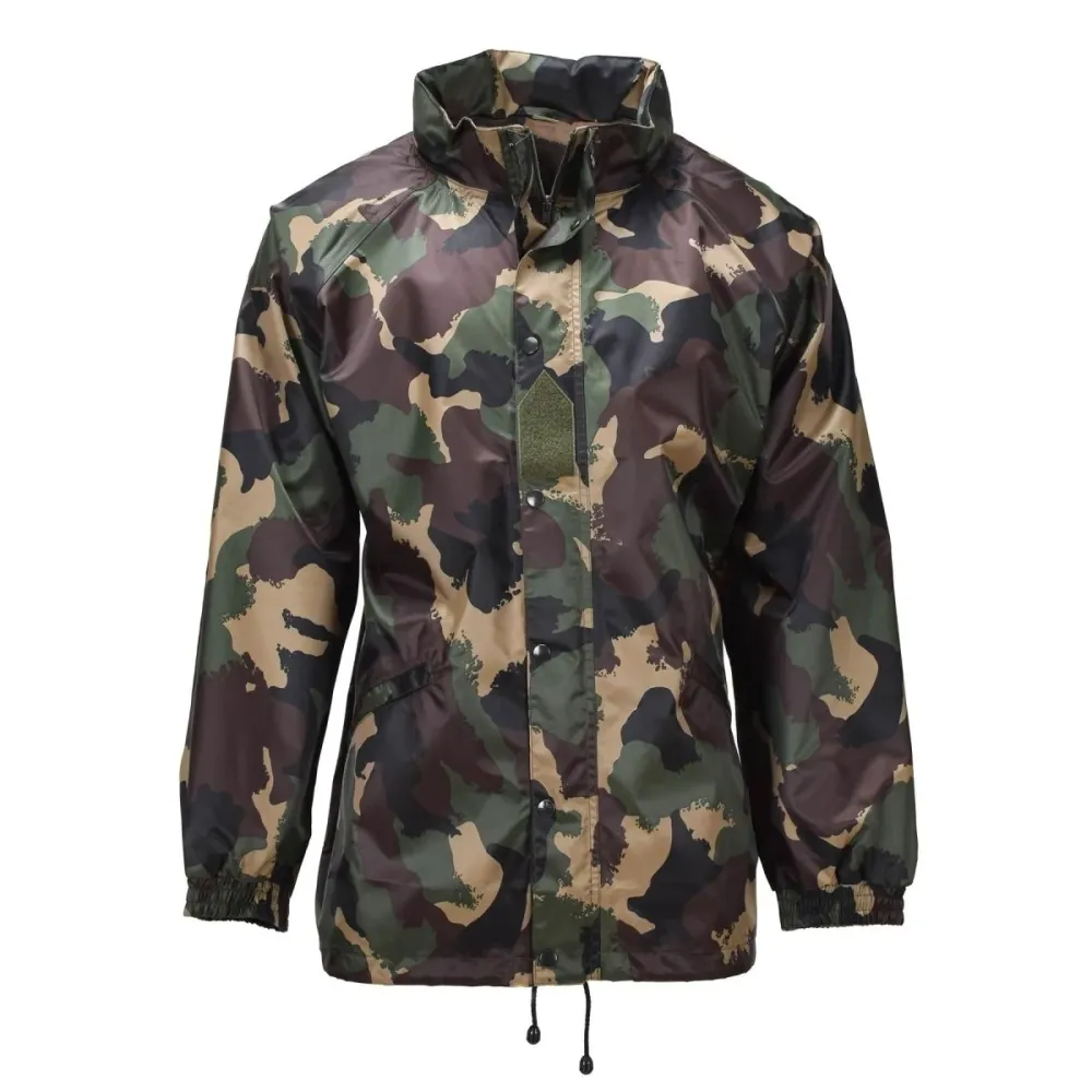 Veste imperméable militaire hongroise d'origine, capuche enroulable, bouton rabat, M93 camouflage