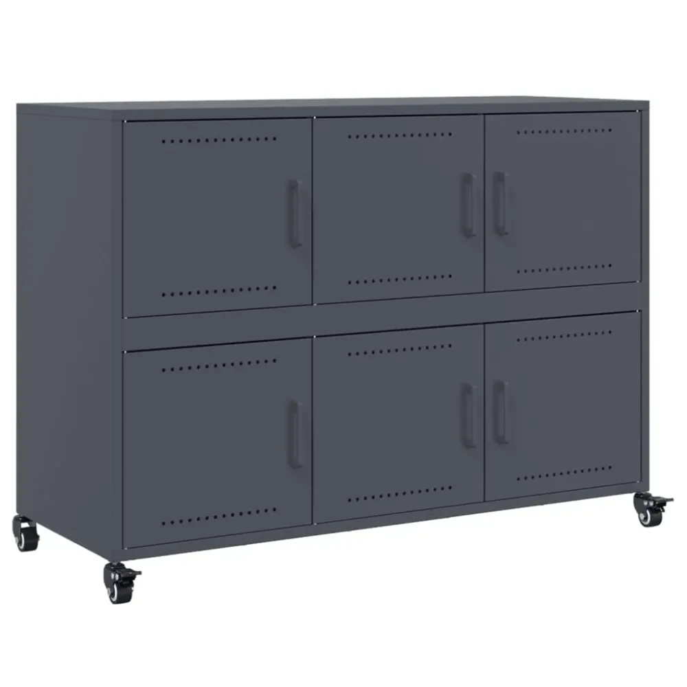 Buffet bahut commode armoire meuble de rangement organisateur cuisine salle de séjour salon 100,5 x 39 x 72 cm acier anthr...