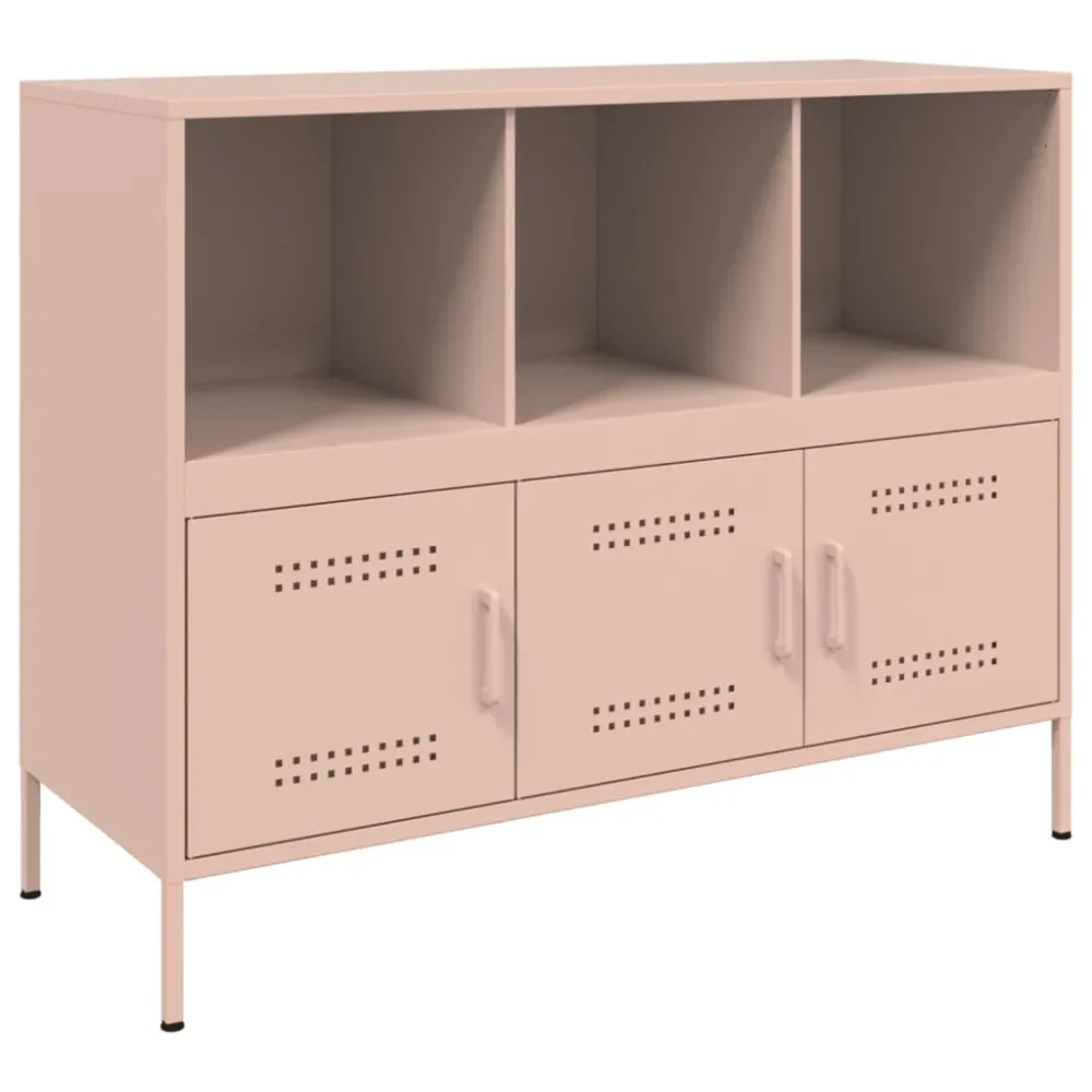 Buffet bahut commode armoire meuble de rangement organisateur cuisine salle de séjour salon 100,5 x 39 x 79 cm acier Rose...