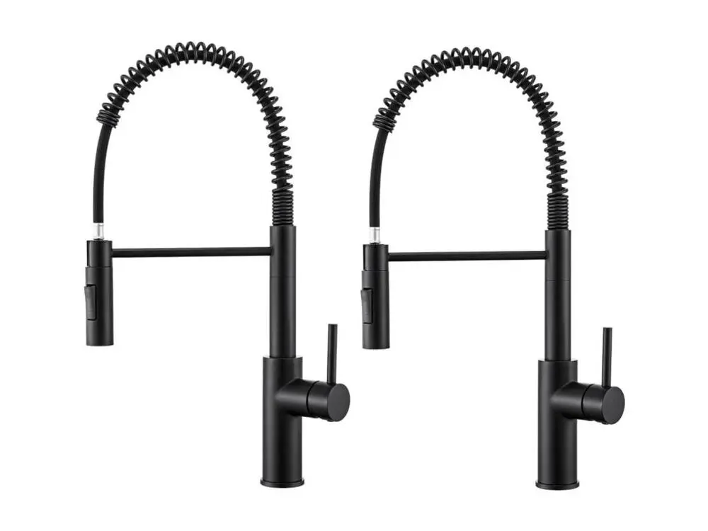 2PCS Mitigeur Cuisine à Ressort avec 2 Modes de Sortie D'eau Mitigeur de Evier avec Douchette Extractible Robinet Cui...