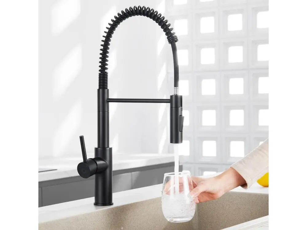 2PCS Mitigeur Cuisine à Ressort avec 2 Modes de Sortie D'eau Mitigeur de Evier avec Douchette Extractible Robinet Cui...