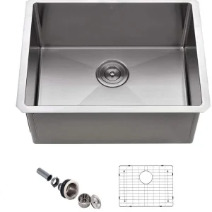 APASO 23 pouces Évier de cuisine à bol édit sous le col de 16 jauges commerciale en acier inoxydable HS2318