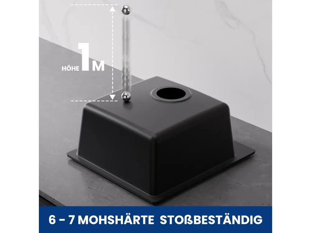 Cecipa max 40x45cm Evier de Cuisine en Quartz et Résine Evier Quartz 1 Bac Noir + Robinets Cuisine avec Douchette Extracti...
