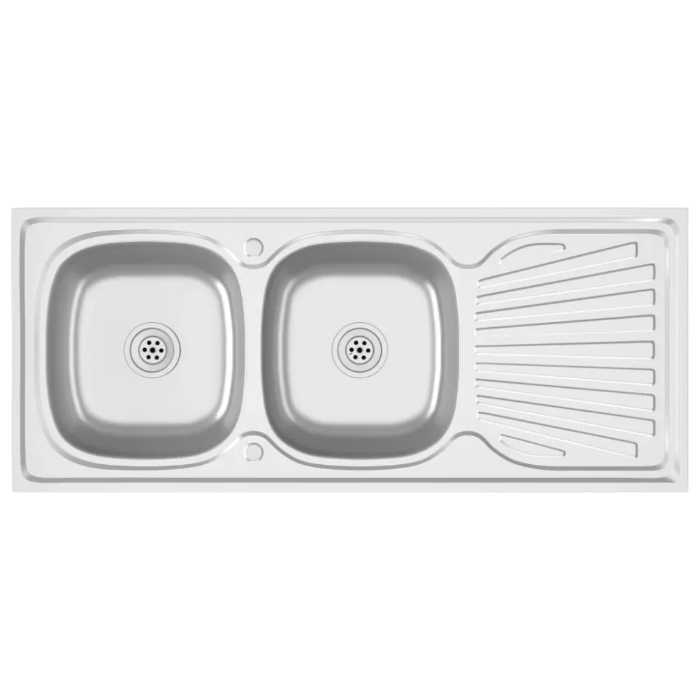 Evier de cuisine à deux fois lavabo evier encastré lavabo de cuisine lavabo encastré maison intérieur argenté 120 x 50 cm...