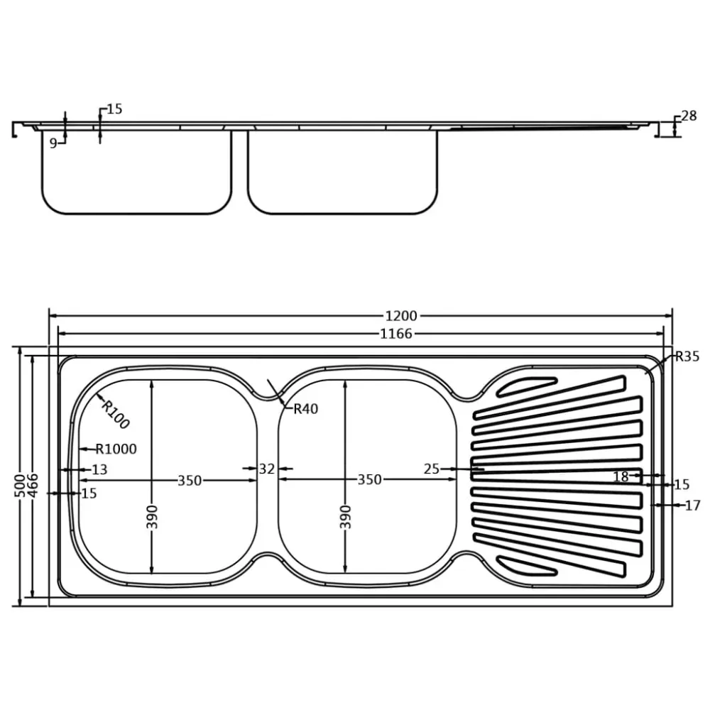 Evier de cuisine à deux fois lavabo evier encastré lavabo de cuisine lavabo encastré maison intérieur argenté 120 x 50 cm...