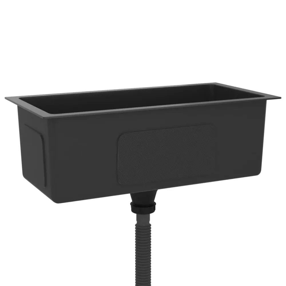 Evier de cuisine fait à la main maison intérieur lavabo de salle de bain noir 60 x 30 cm acier inoxydable 02_0002456