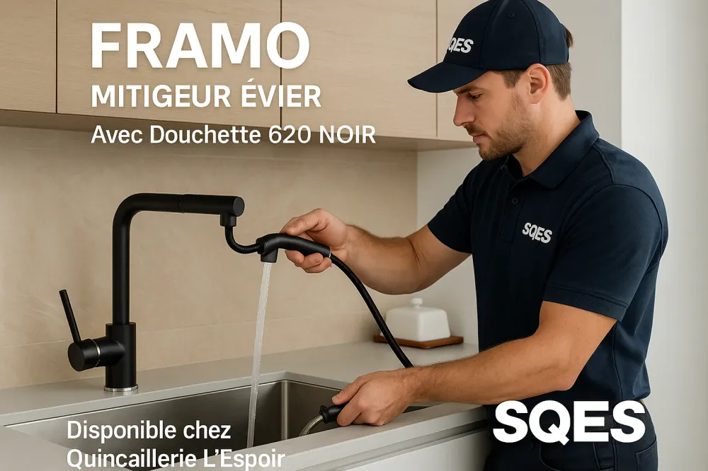 FRAMO Mitigeur EVIER Avec Douchette 620 NOIR - Robinetterie Italienne Privilégié