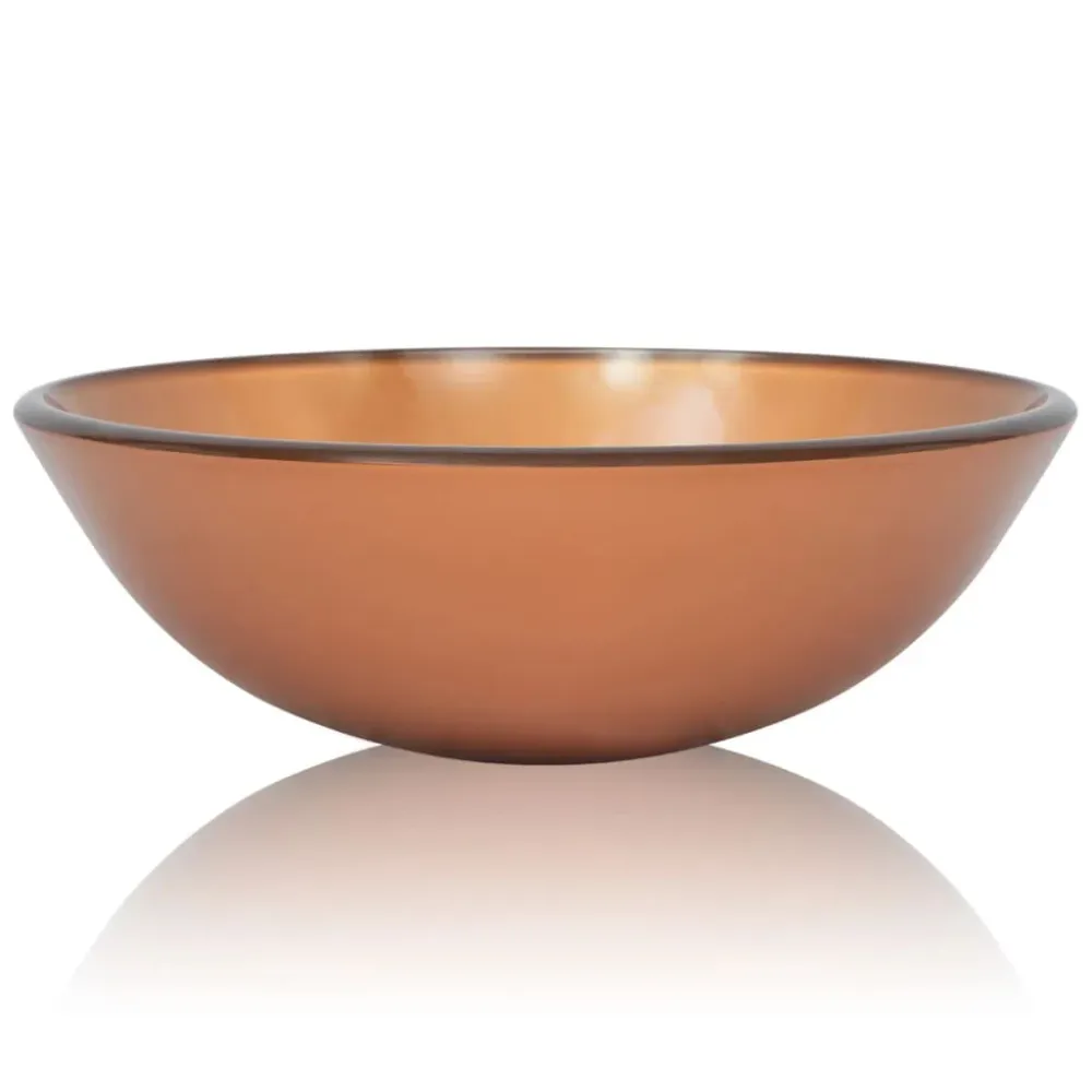Lavabo verre trempé marron lavabo vasque evier à poser salle de bain 42 cm marron 02_0002522