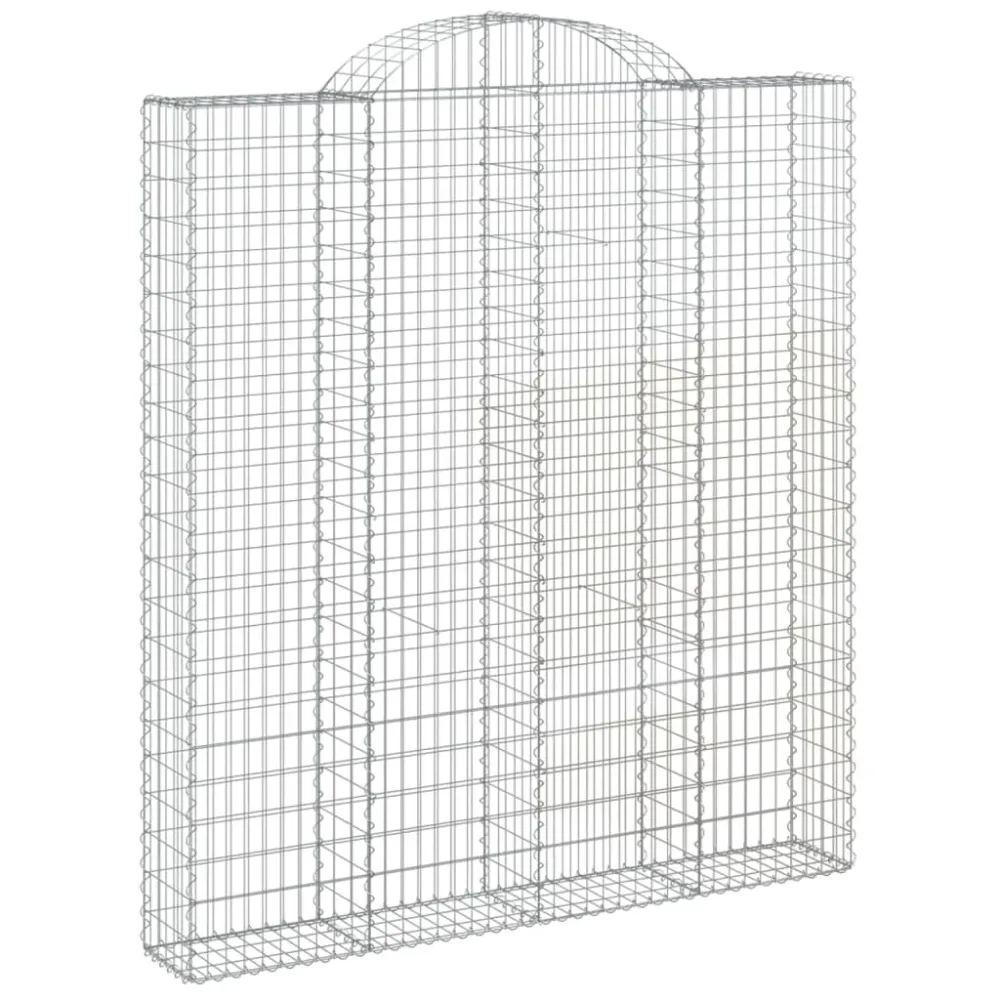 Lot de 2 paniers à gabions clôture cage mur de soutènement arqués 200 x 30 x 220/240 cm fer galvanisé Argent 02_0041337