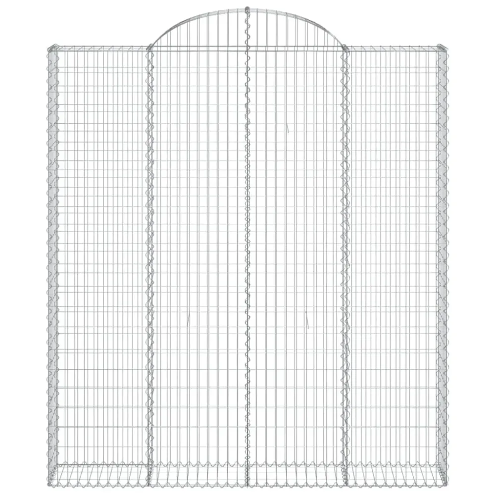 Lot de 2 paniers à gabions clôture cage mur de soutènement arqués 200 x 30 x 220/240 cm fer galvanisé Argent 02_0041337
