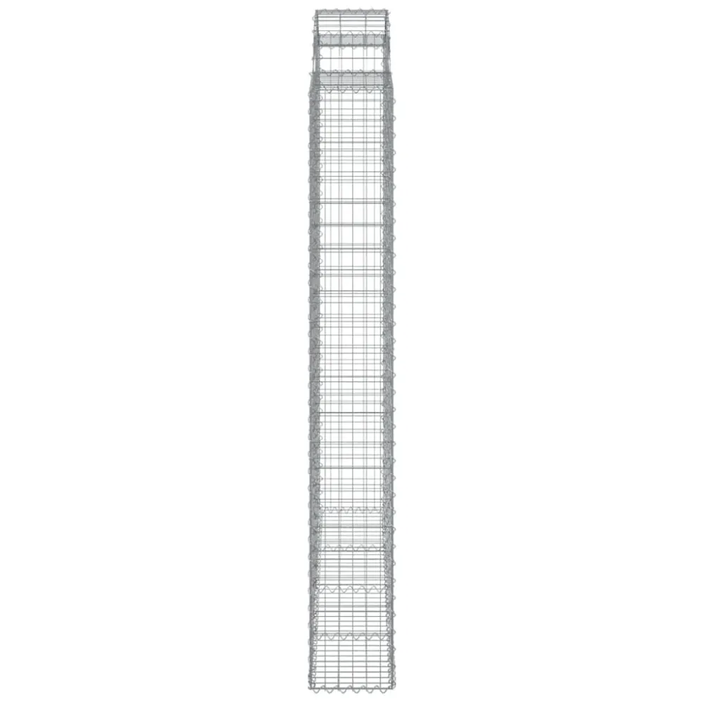 Lot de 2 paniers à gabions clôture cage mur de soutènement arqués 200 x 30 x 220/240 cm fer galvanisé Argent 02_0041337