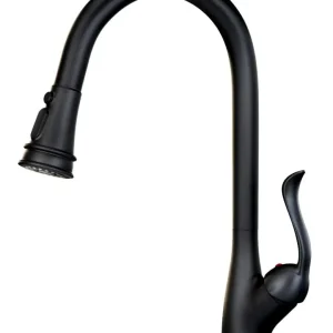 Mitigeur Evier APPASO Bec Haut Pivotant Robinet Cuisine avec Douchette Extractible 3 Jets en Laiton Massif Noir Mat