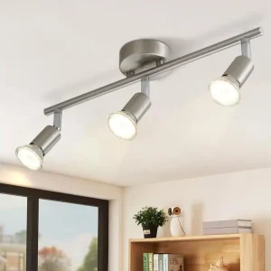 NETTLIFE 3 Spots de plafond couloir récent GU10 pivotants à 330°lampe rotative en acier inoxydable pour salon chambre cuis...