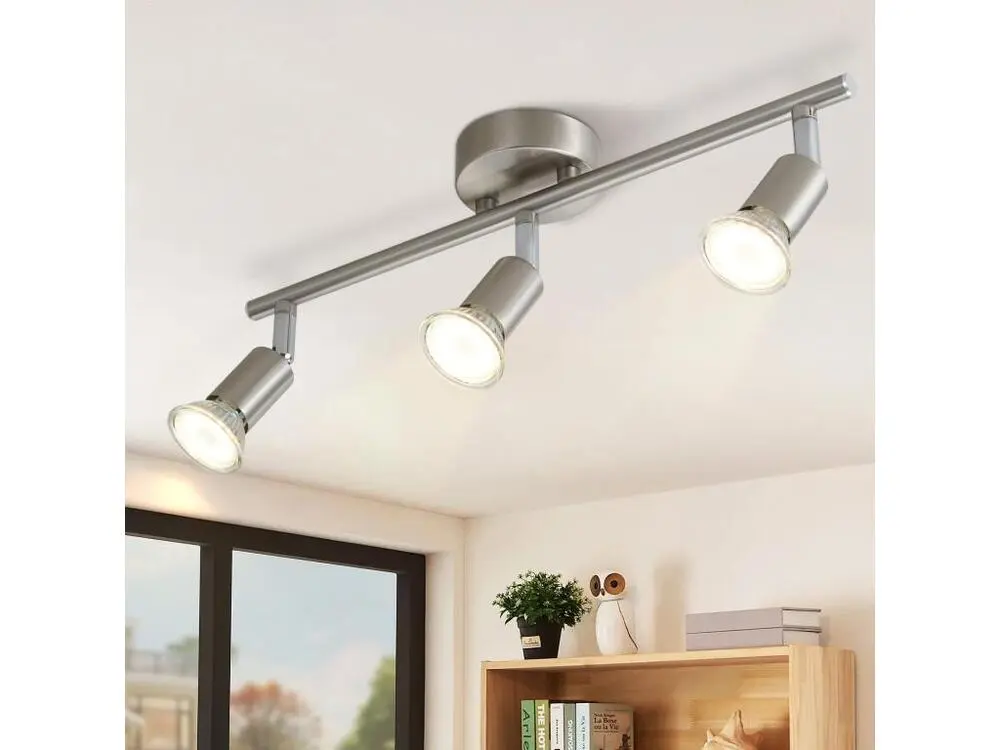 NETTLIFE 3 Spots de plafond couloir récent GU10 pivotants à 330°lampe rotative en acier inoxydable pour salon chambre cuis...
