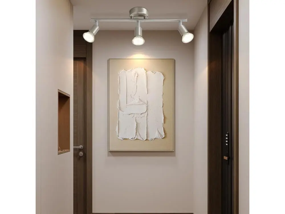 NETTLIFE 3 Spots de plafond couloir récent GU10 pivotants à 330°lampe rotative en acier inoxydable pour salon chambre cuis...