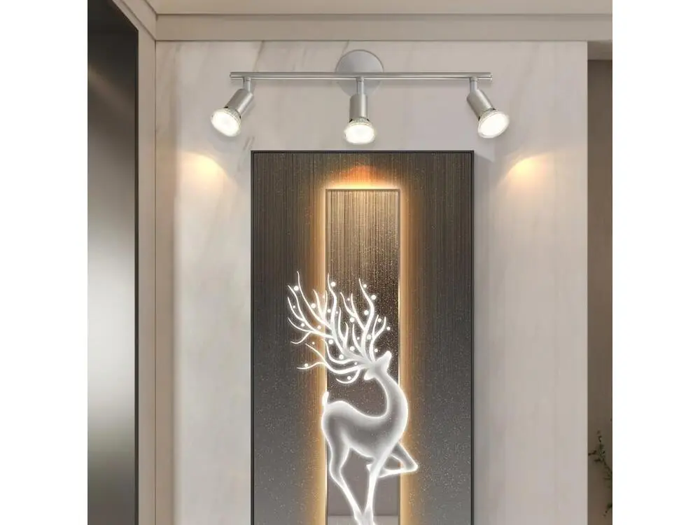 NETTLIFE 3 Spots de plafond couloir récent GU10 pivotants à 330°lampe rotative en acier inoxydable pour salon chambre cuis...