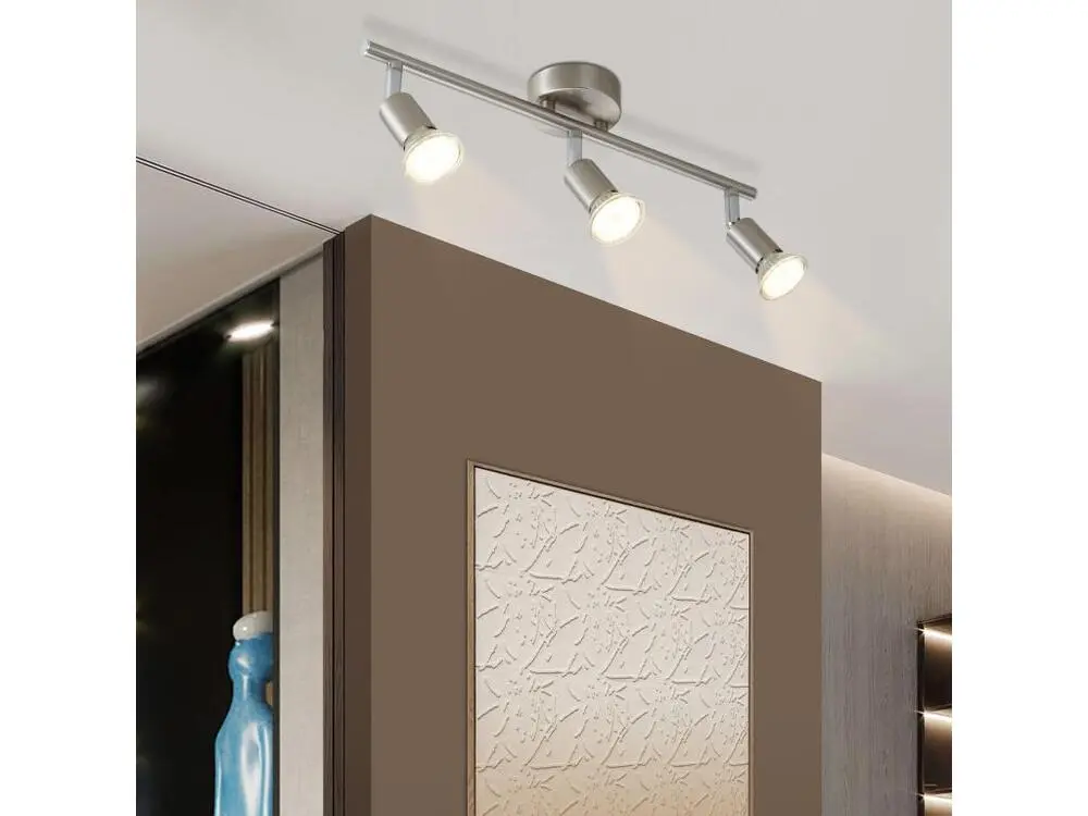 NETTLIFE 3 Spots de plafond couloir récent GU10 pivotants à 330°lampe rotative en acier inoxydable pour salon chambre cuis...