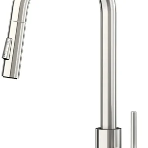 Robinet de Cuisine APPASO avec Douchette Extractible Mitigeur d'Évier à Bras Rabattable Brossé Argent