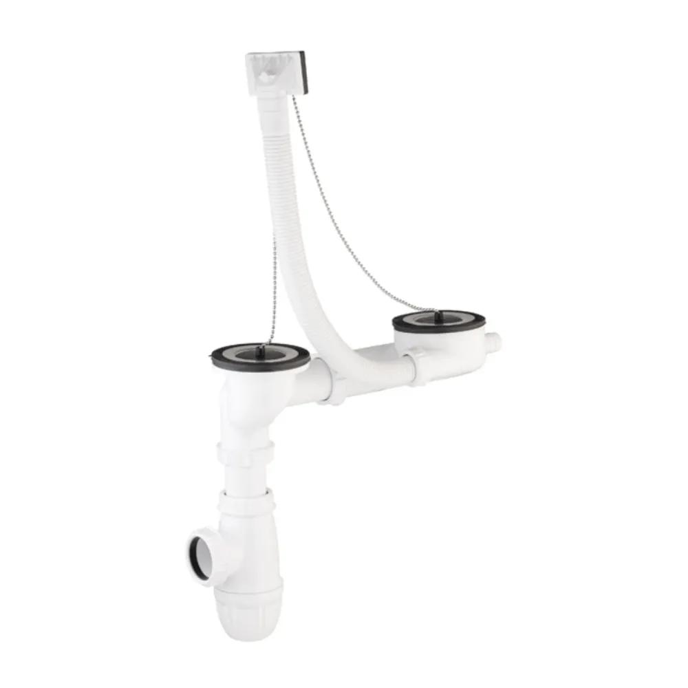 Vidage exhaustif NF evier inox 2 bacs diamètre 50