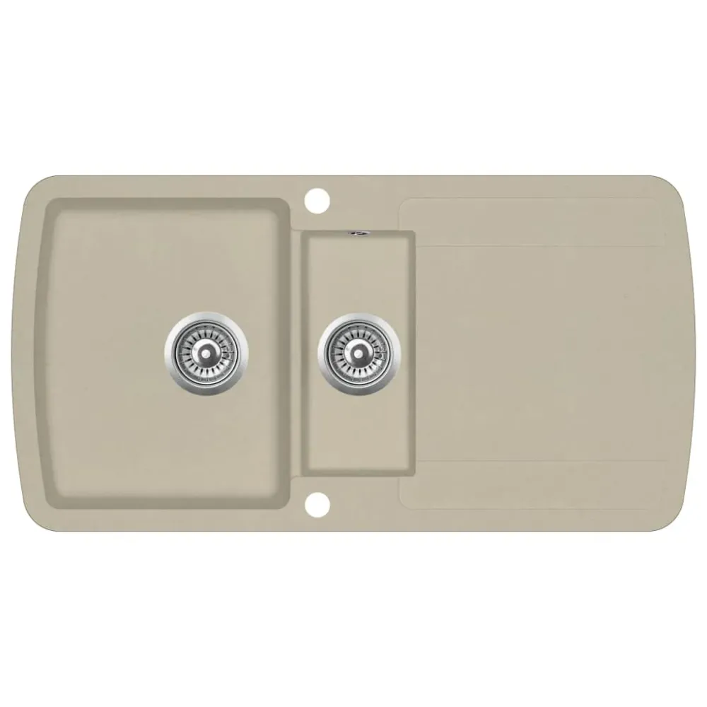 Évier de cuisine dupliqué lavabo 96 x 50 cm granit beige 02_0002339