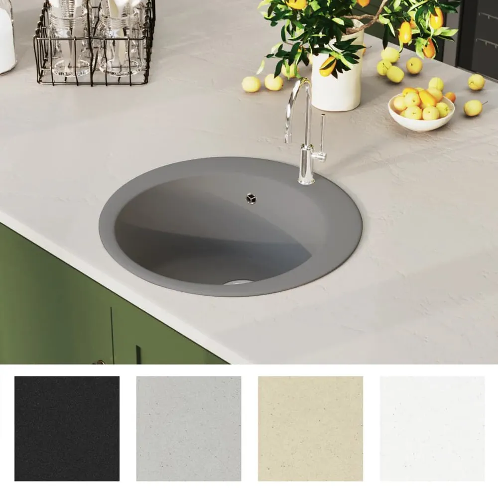 Évier de cuisine en granit Bac singulier Rond Gris